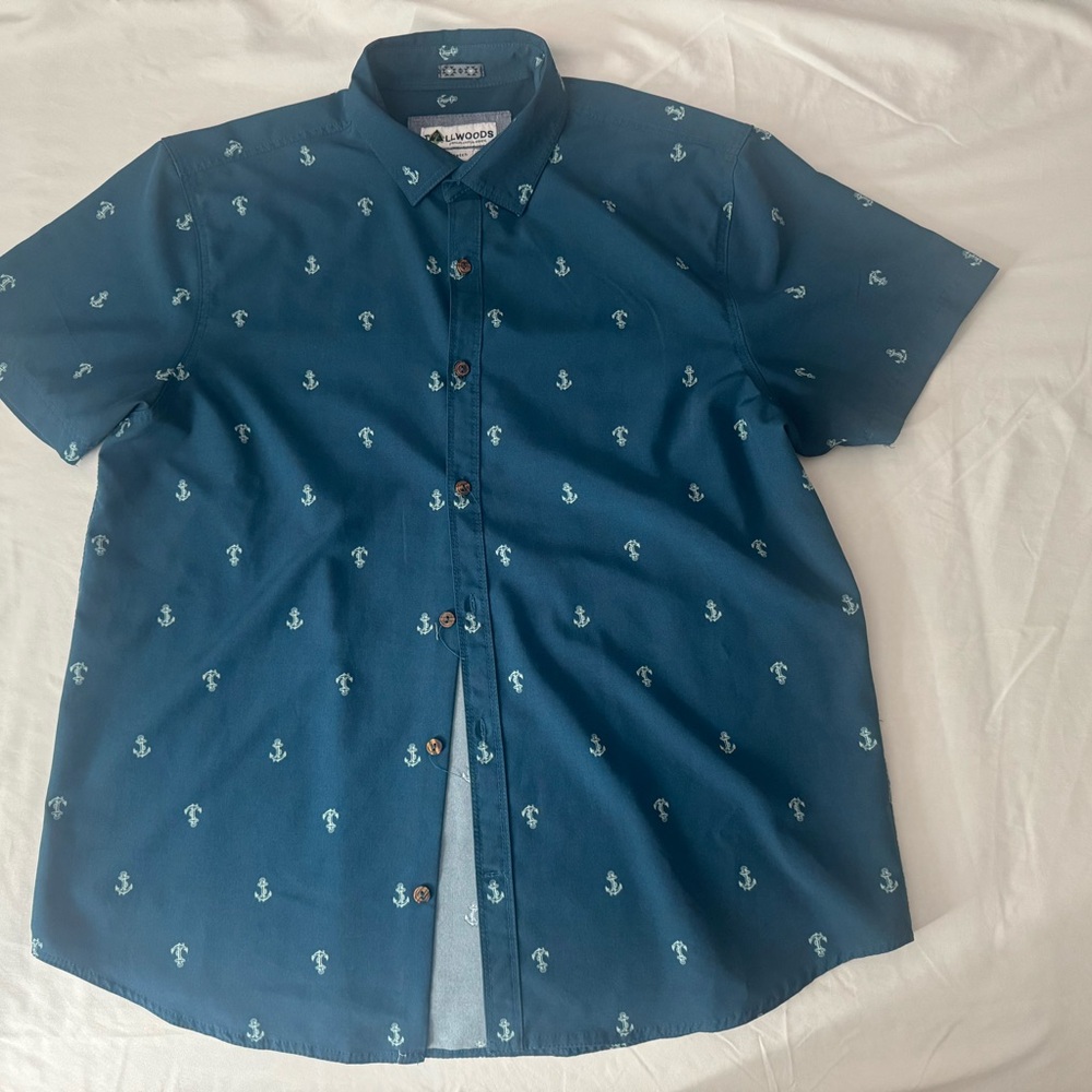 Old Navy Navy Anchor Print Button Down Shirt